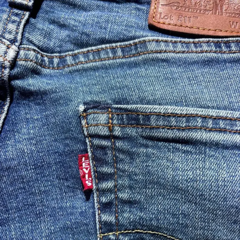 Big E Levi's Premium 511 Slim Fit Slight Flare Jeans in Blue Denim Size 32x30
